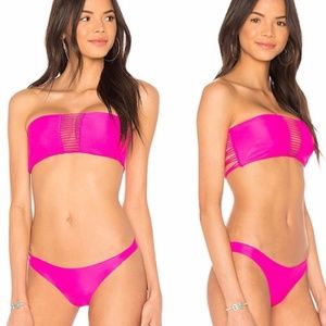 New MIKOH Swim SUNSET Skinny String Bandeau Bikini Set
